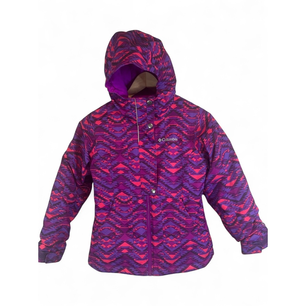 Columbia Girls Outgrown Winter Jacket Purple Pink Geometric Tribal Print Small